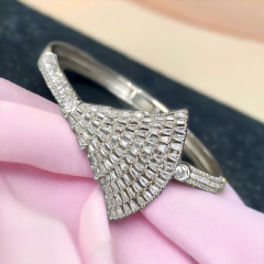 Swarovski Taşlı Altın Rodajlı Gümüş Tasarım Bilezik