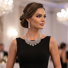 Swarovski Taşlı, Altın kaplamalı Gümüş İthal Set