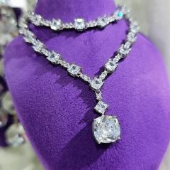 Swarovski  Bagety Taşlı Altın Rodajlı ithal Gümüş Kolye