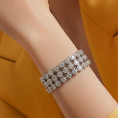 Swarovski  Taşlı  Altın Kaplamalı Suyolu Gümüş Bileklik