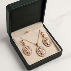 Sedef Mineli Rose İthal Gümüş Set