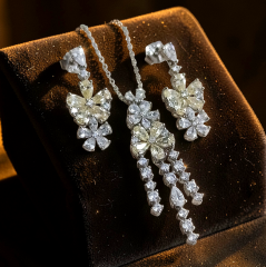 Sitrin ve Swarovski Taşlı İthal Gümüş set