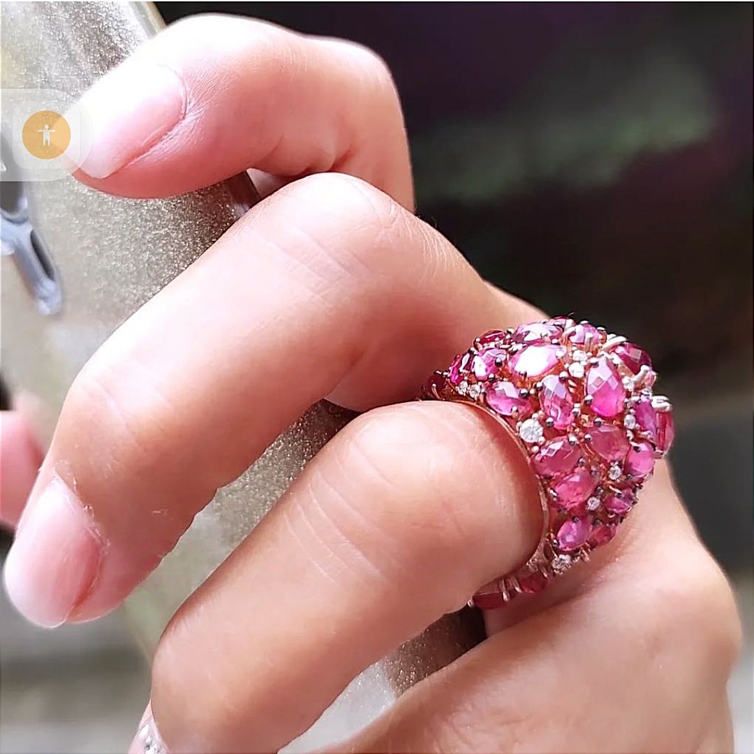 Turmalin Taşlı Rose İthal Gümüş Yüzük