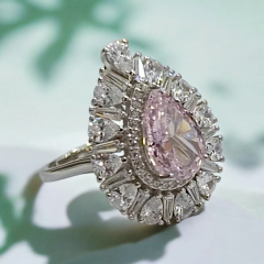 Swarovski Taşlı, Altın Kaplamalı Gümüş Yüzük