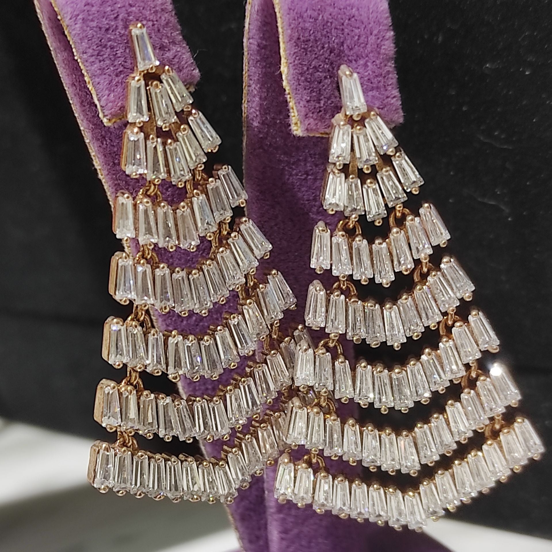 Swarovski Taşlı, Altın Rose Kaplamalı İthal Gümüş Küpe