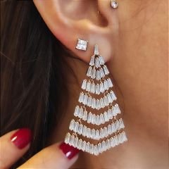 Swarovski Taşlı, Altın Rose Kaplamalı İthal Gümüş Küpe