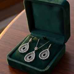 Swarovski Taşlı, Altın Kaplamalı İthal Gümüş Set
