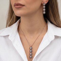 Elmas Monturlu , Swarovski taşlı Rose Gümüş Set