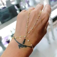 Swarovski taşlı 14 Ayar Altın kaplamalı Gümüş Sahmeran