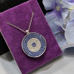 Nazar Model Gümüş İthal Kolye