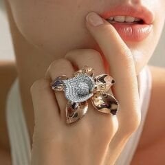 Swarovski Taşlı Rose Tasarım ithal Gümüş Yüzük