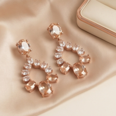 Topaz Taşlı Altın Kaplamalı İthal  Gümüş Küpe