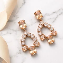 Topaz Taşlı Altın Kaplamalı İthal  Gümüş Küpe