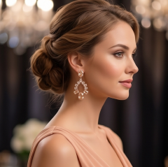 Topaz Taşlı Altın Kaplamalı İthal  Gümüş Küpe
