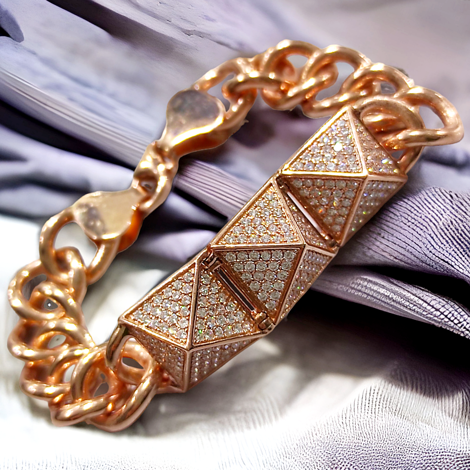 Swarovski Taşlı İthal Rose Gümüş Bileklik