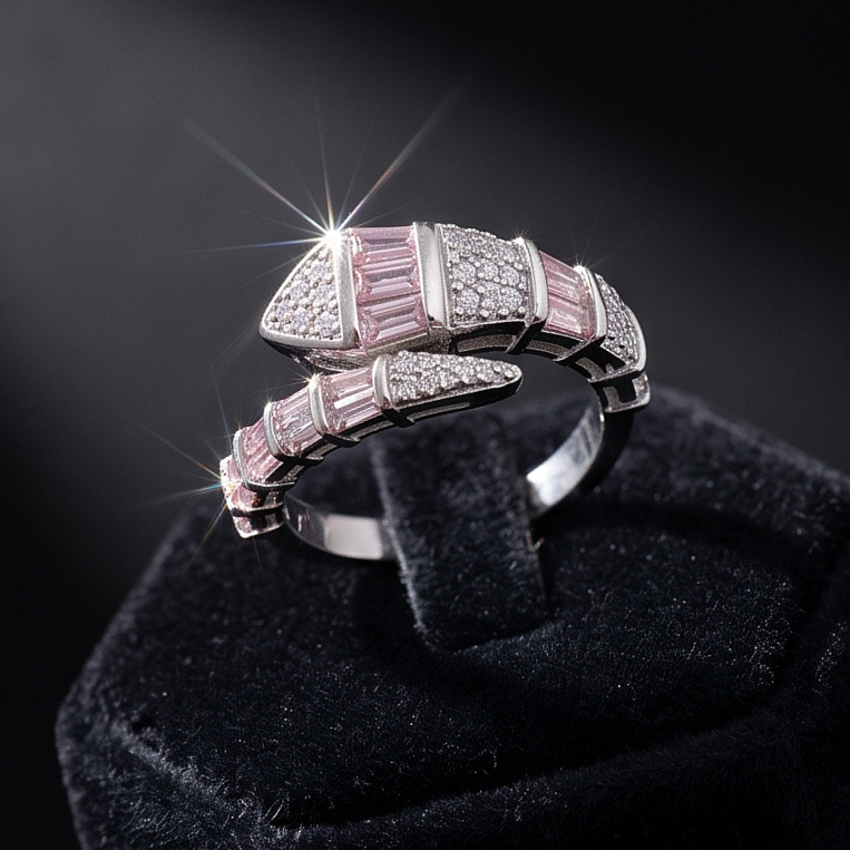 Serpente model Swarovski Taşlı Gümüş Yüzük
