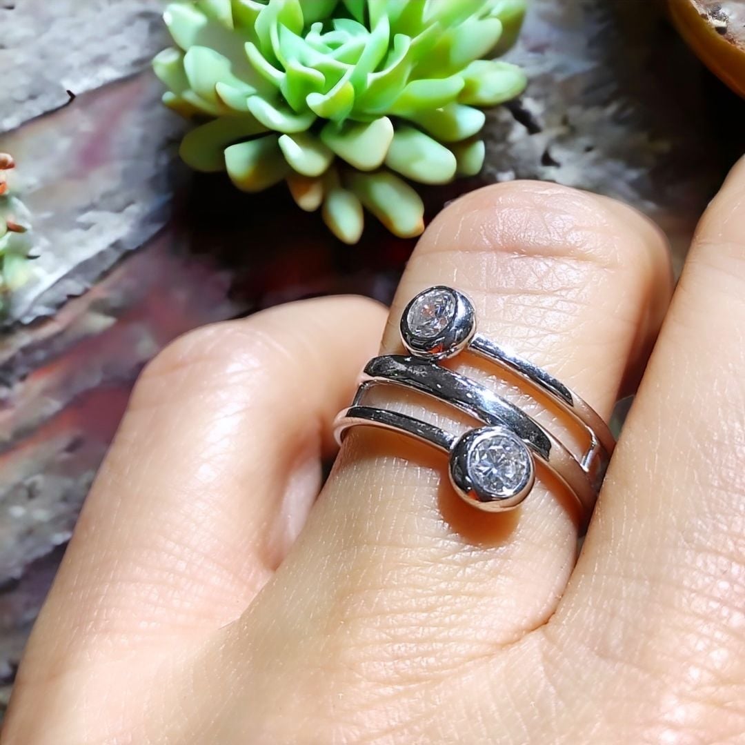 Swarovski Taşlı Altın Rodyum Gümüş Yüzük