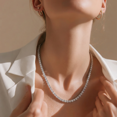 2 mm Swarovski Taşlı  Altın Rodajlı Gümüş Suyolu Kolye