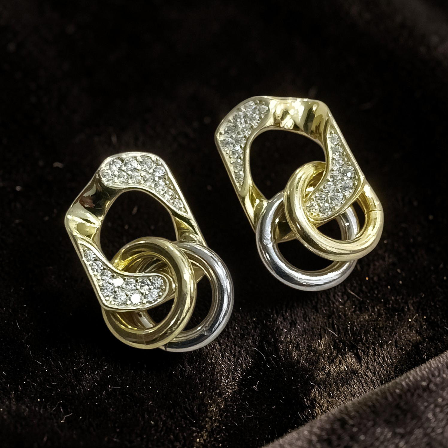 Swarovski Taşlı Altın Kaplamalı Gümüş Küpe
