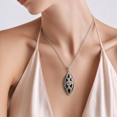 Oltu Taşlı Mekik Model Tasarım Gümüş Kolye