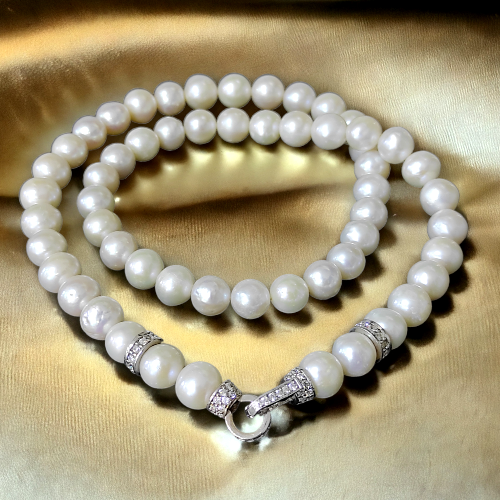 Hakiki İnci , swarovski taşlı Tasarım Gümüş Kolye