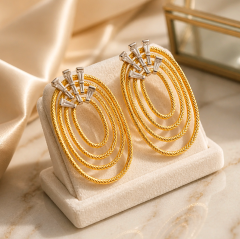Swarovski taşlı Altın Kaplamalı İthal Gümüş Küpe