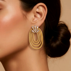 Swarovski taşlı Altın Kaplamalı İthal Gümüş Küpe