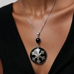 Oltu Taşlı Kartanesi Model Tasarım Gümüş Kolye