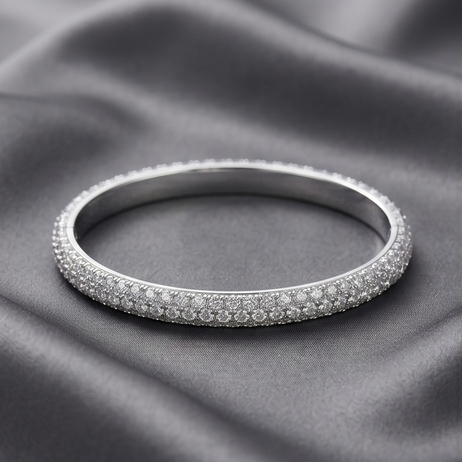 Swarovski Taşlı Altin Rodajlı İthal Gümüş Elips Bilezik