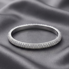 Swarovski Taşlı Altin Rodajlı İthal Gümüş Elips Bilezik