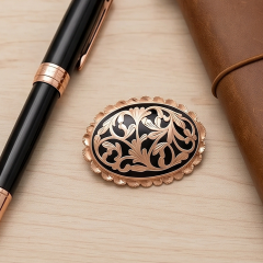 Oltu Taşlı Rose Altın Kaplamalı Gümüş Broş