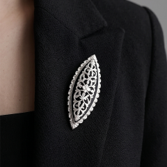 Oltu Taşlı Mekik Model Gümüş Broş