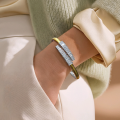 Swarovski Taşlı Bagety model Altın Kaplamalı Gümüş Bilezik