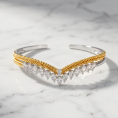 Swarovski Taşlı Altın Rodajlı Tasarım Bilezik