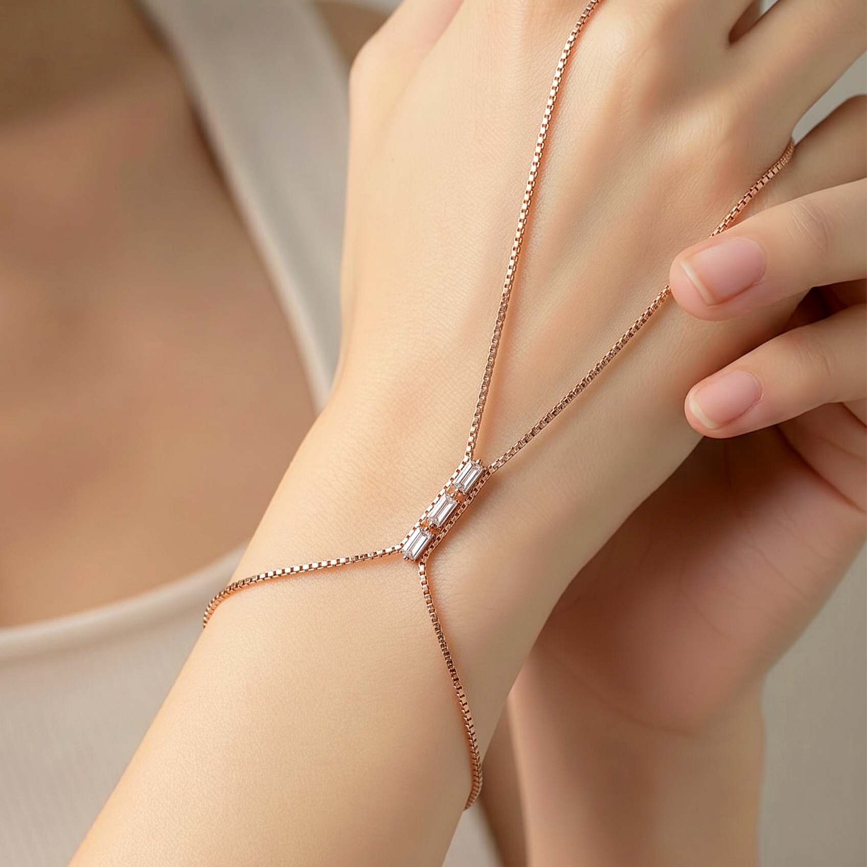 Swarovski Taşlı Rose Bagety Gümüş Şahmeran