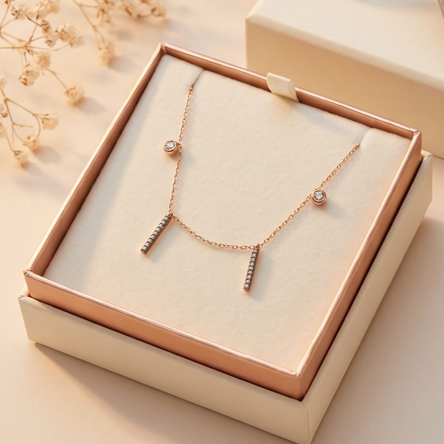 Çubuk Model Rose Zirkon Taşlı Gümüş Halhal