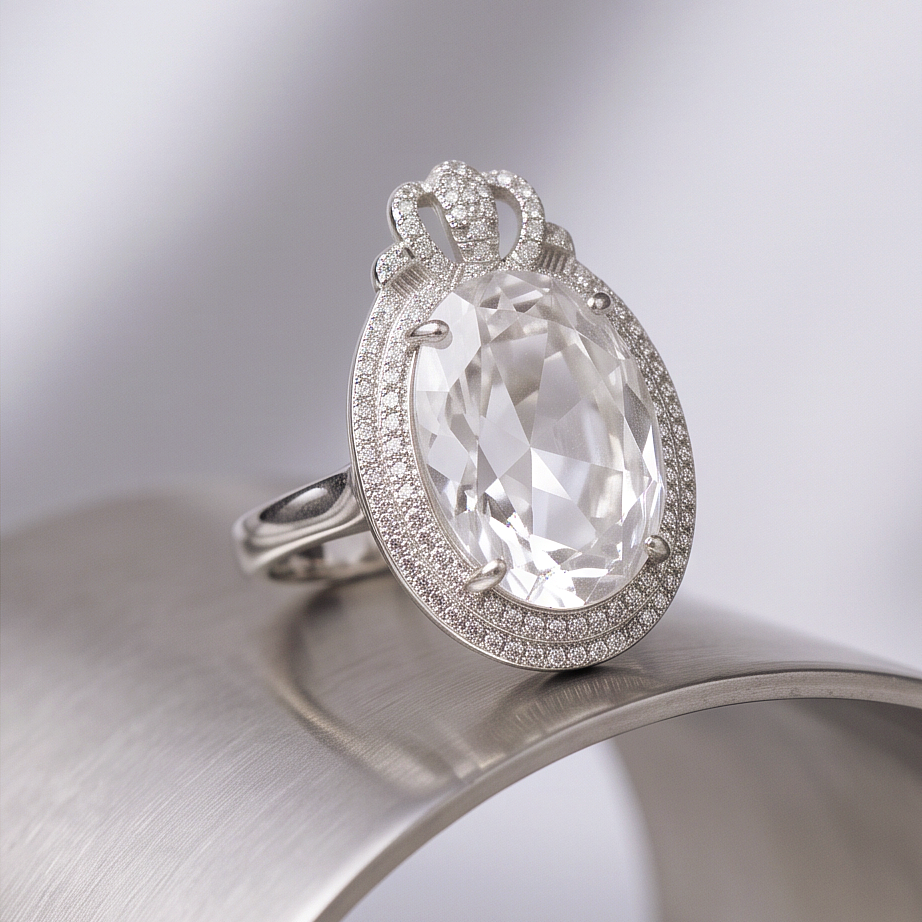 Swarovski Taşlı Altın Rodajlı ithal gümüş Yüzük