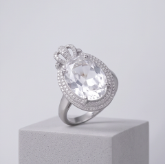 Swarovski Taşlı Altın Rodajlı ithal gümüş Yüzük