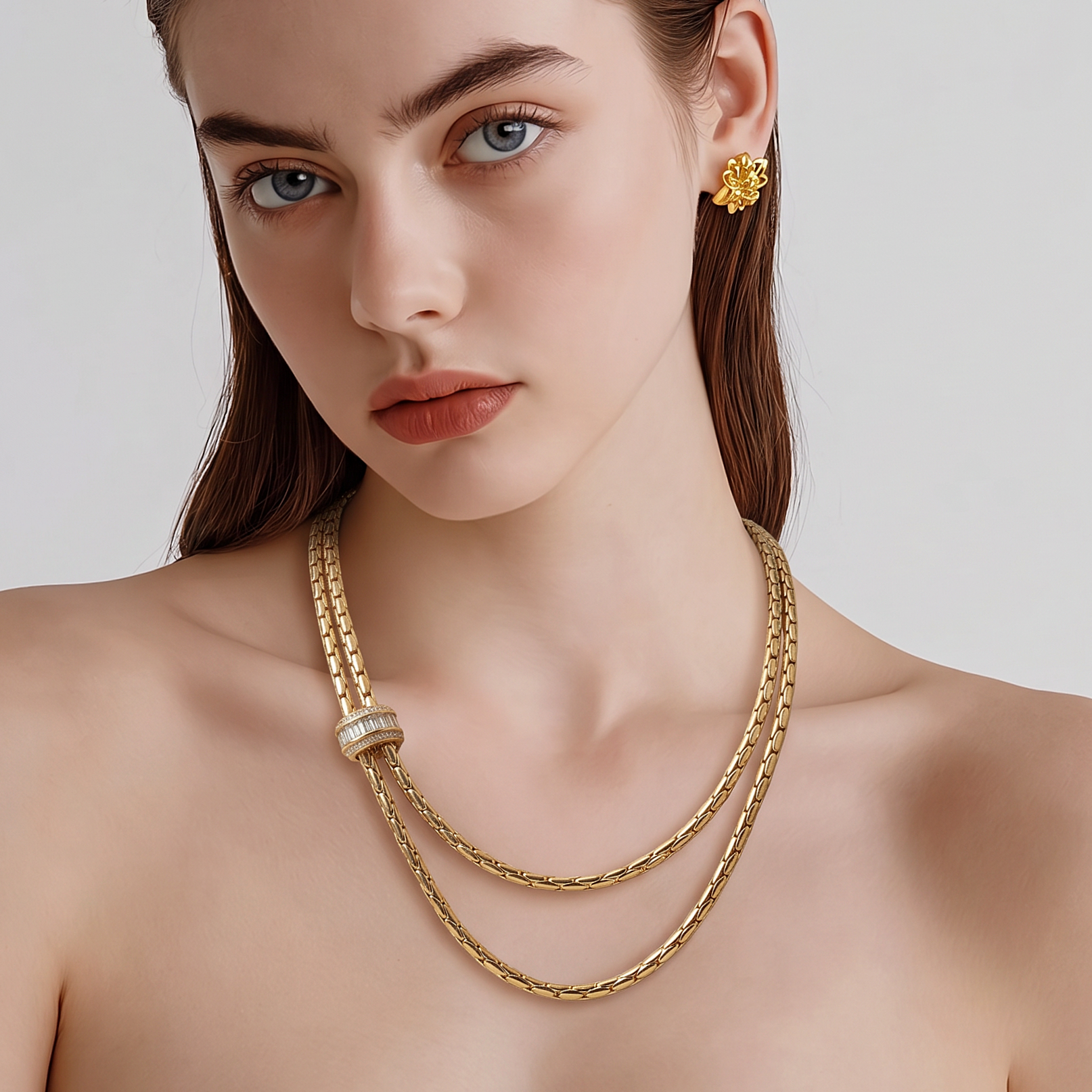 14 K Xuping Burgu Zirkonyum Taşlı Kolye