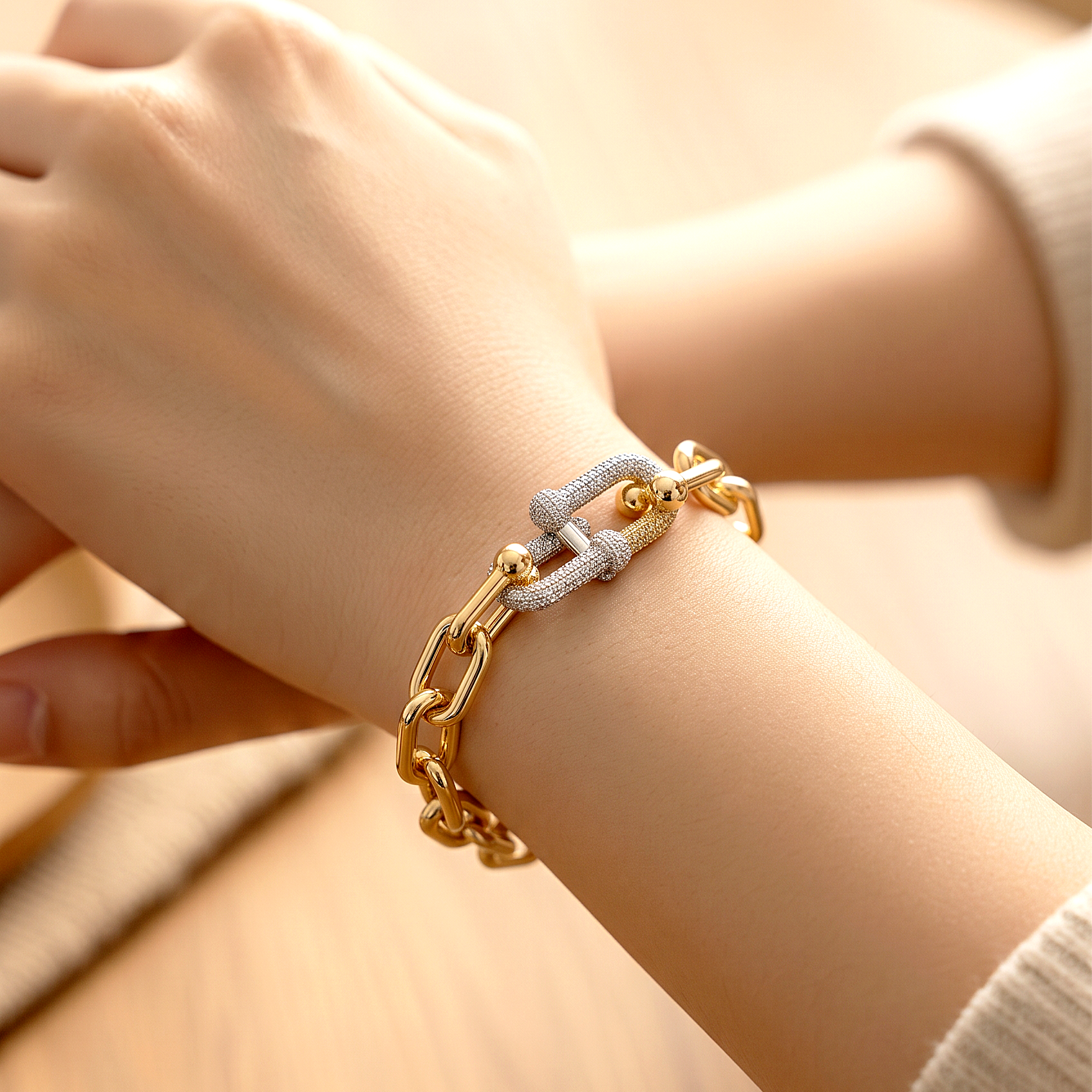 14 K Xuping Kararma yapmaz Tiffany Çelik Bileklik